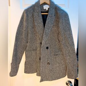 Anthropologie Black and White Textured Wool Coat
